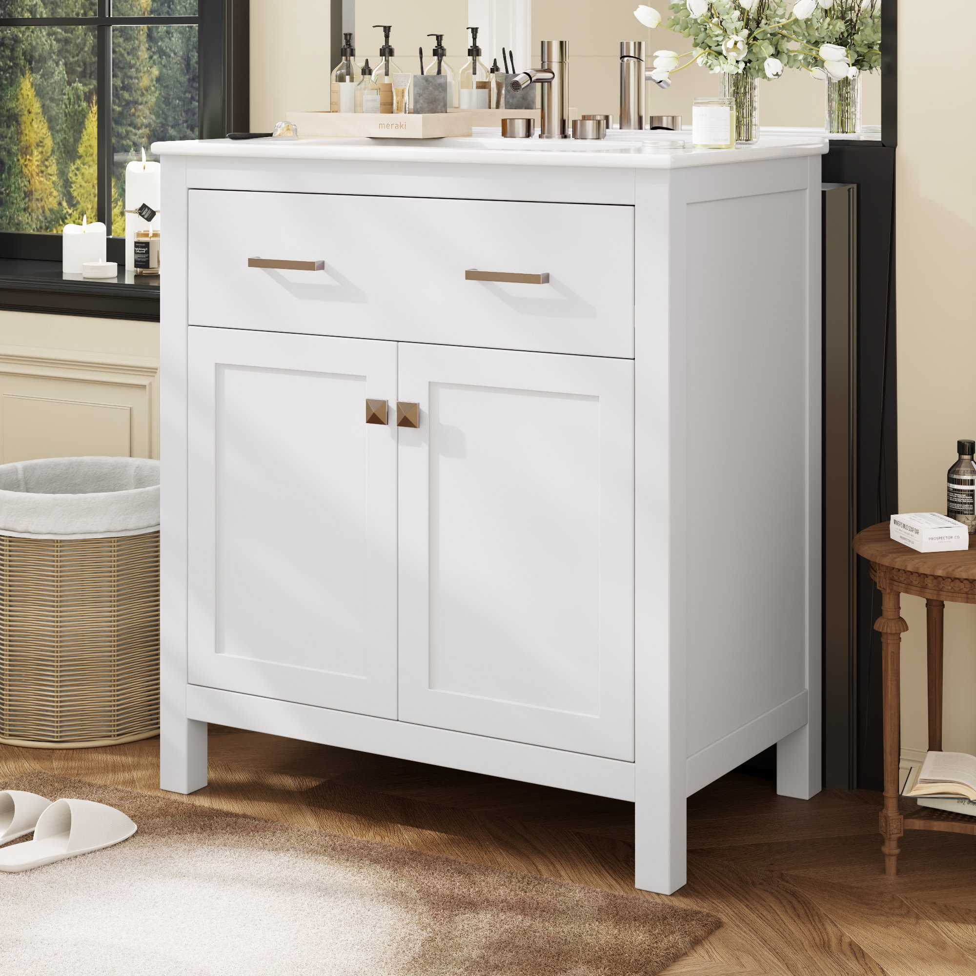 Ebern Designs 30" Single Bathroom Vanity With Ceramic Sink Top | Wayfair